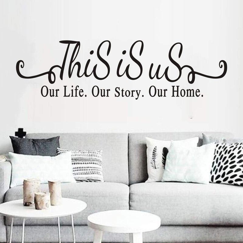AnFigure Inspirational Quotes Family Wall Stickers Home Vinyl Art Wall Decals for Kitchen Living Room  This is Us Our Story Our Life Our Home 25 X 7 - Image 1