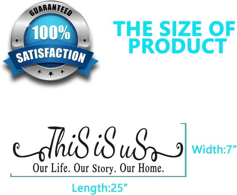 AnFigure Inspirational Quotes Family Wall Stickers Home Vinyl Art Wall Decals for Kitchen Living Room  This is Us Our Story Our Life Our Home 25 X 7 - Image 4