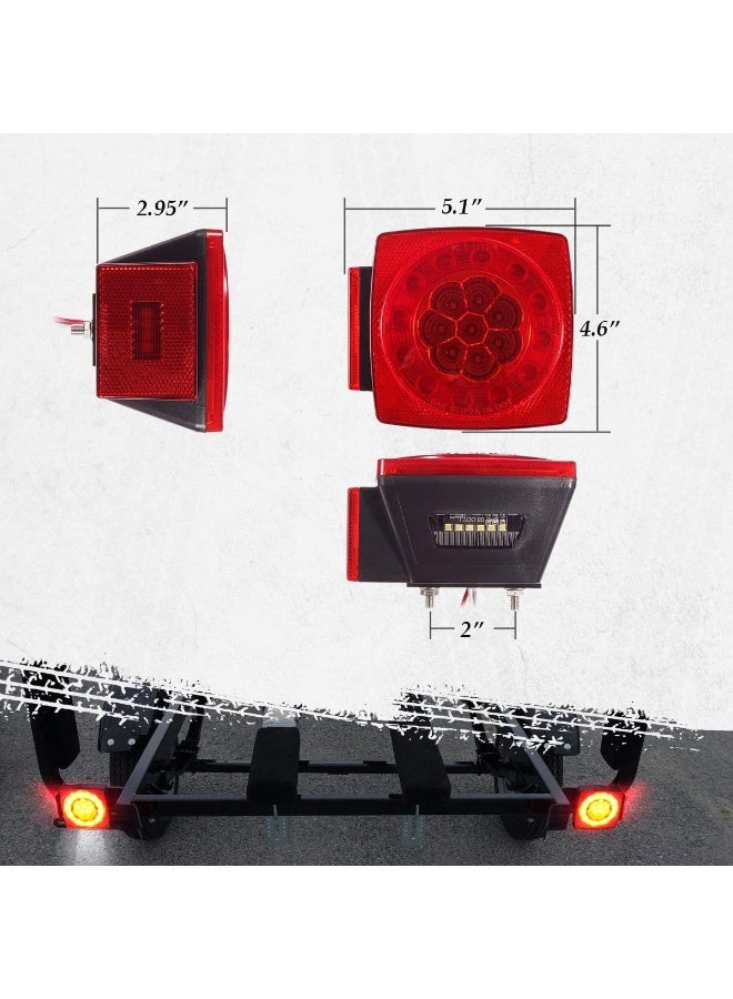Partsam 12V LED Trailer Light Kit, Halo Glow Submersible Square Tail Lights Kit Left Right Turn Stop Signal for Under 80 Inch Boat Trailer RV Camper Marine Snowmobile - Image 5
