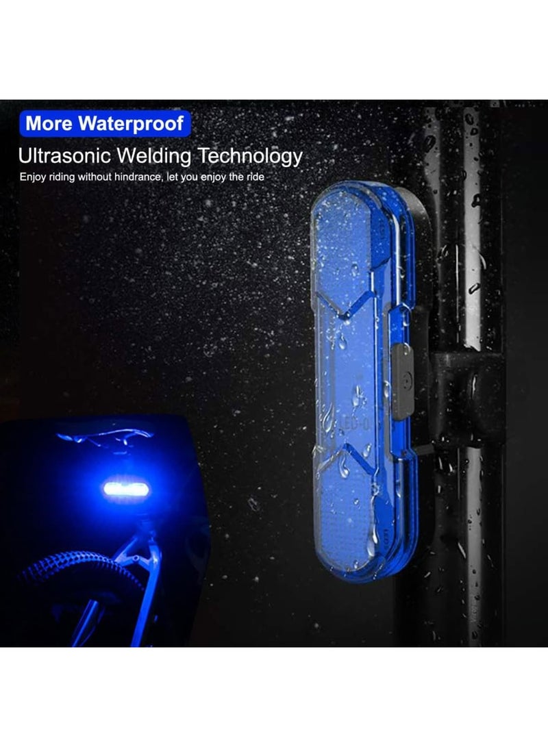 SYOSI LED Bike Tail Light 2 Pack, USB Rechargeable, Bright Bicycle Rear Cycling Safety Flashlight with 4 Light Modes, 360 Degree Rotatable, Watterproof, Shockproof, Easy to Install (Red & Bule) - Image 4