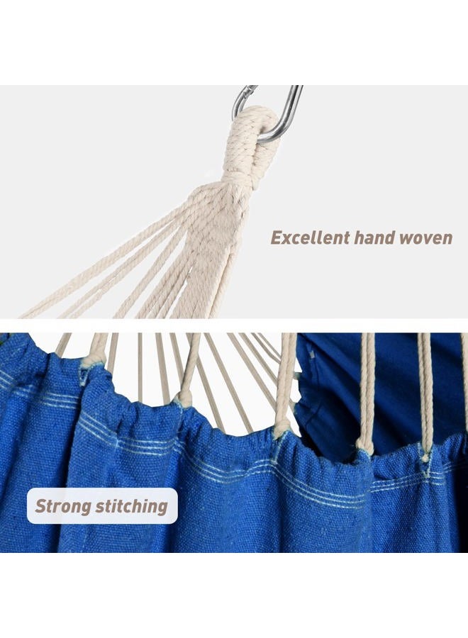 Chihee Hammock Chair Hanging Swing 2 Pillows Included,Strong Webbing Straps and Hooks for Easy Hanging Soft Cotton Hanging Chair Side Pocket Tassel Chair Comfort Indoor Outdoor Royal Blue - Image 2