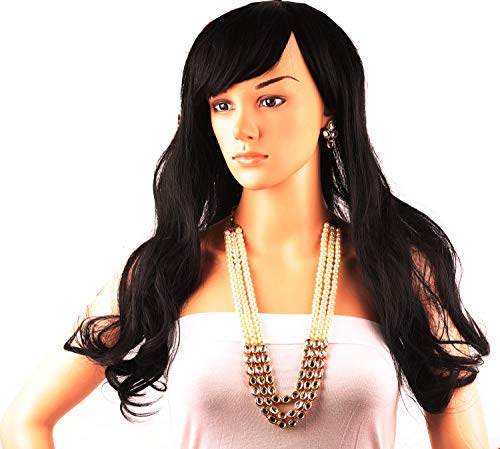Touchstone "Contemporary Kundan Collection Indian bollywood look/faux pearls bridal jewelry necklace in antique gold tone for women. - Image 3
