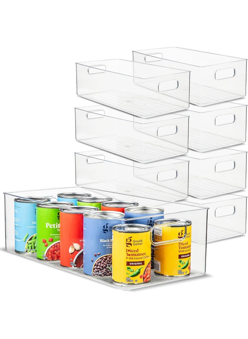 KITCHENOO Plastic Food Storage Clear Container Bin with Handles for Organizing Kitchen, Pantry, Fridge, Freezer, Pantry,Bathroom 8 pieces - Image 1