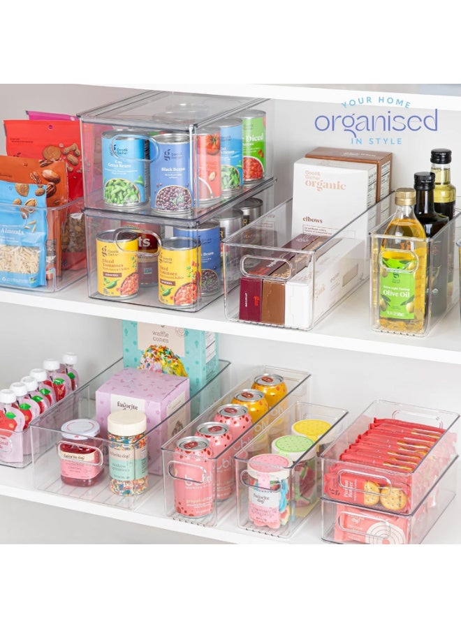 KITCHENOO Plastic Food Storage Clear Container Bin with Handles for Organizing Kitchen, Pantry, Fridge, Freezer, Pantry,Bathroom 8 pieces - Image 4