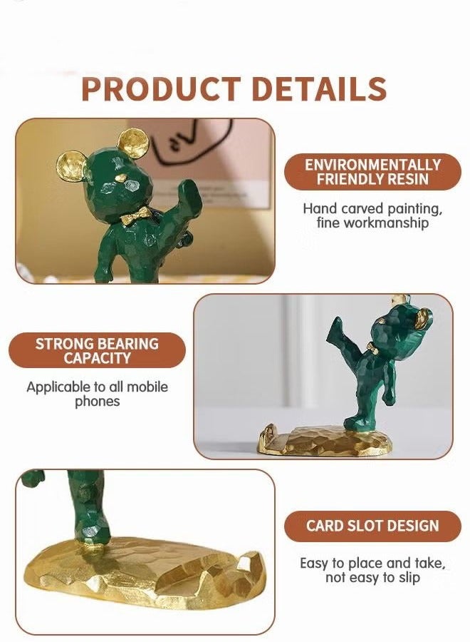 Bear Mobile Phone Holder,Cute Bear Phone Stand Desk Accessories,Home Office Desk Decor Compatible With All Smartphones Resin - Image 3