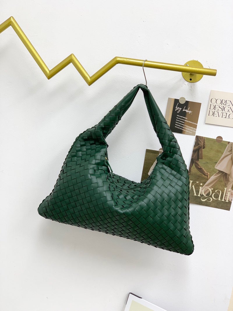 French Style High-Grade Leather Woven Bag Women'S Elegant All-Match Shoulder Underarm Bag Niche Textured Handbag - Image 1
