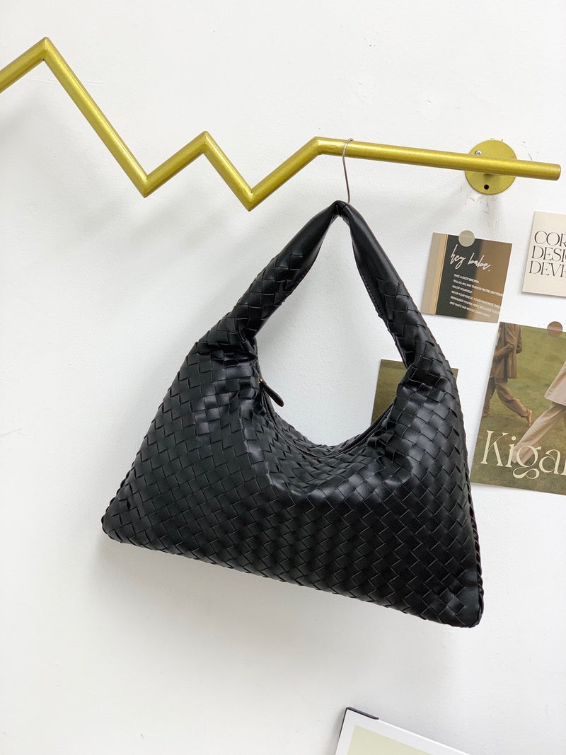 French Style High-Grade Leather Woven Bag Women'S Elegant All-Match Shoulder Underarm Bag Niche Textured Handbag - Image 2