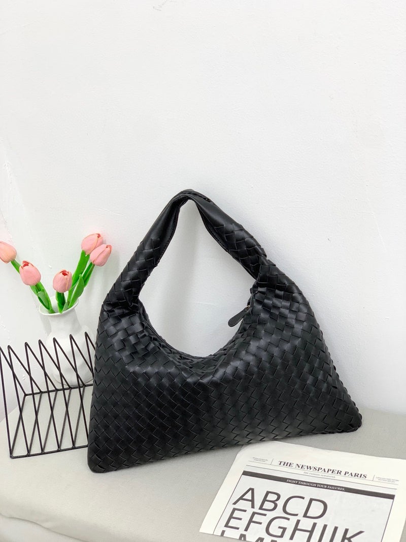 French Style High-Grade Leather Woven Bag Women'S Elegant All-Match Shoulder Underarm Bag Niche Textured Handbag - Image 3