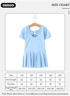 DUNISO Girls Ballet Dresses Leotards with Skirt Short Sleeves, Dance Dress Ballerina Tutu Outfit Cotton Dress Ballet Skirt, Mini Skirt Princess Dresses Dance Wear Clothes for Little Girl  - Image 4