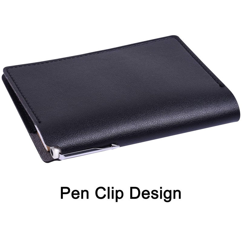 Wisdompro Journal Cover, 2 Pack PU Leather Notebook Cover for Field Notes, or other 3.5" x 5.5" Pocket Notebooks - Black - Image 4