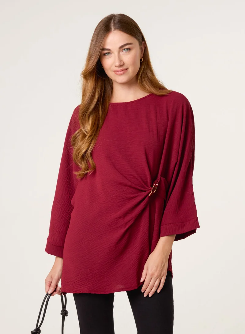 Blue Vanilla Detail Side Gathered Blouse