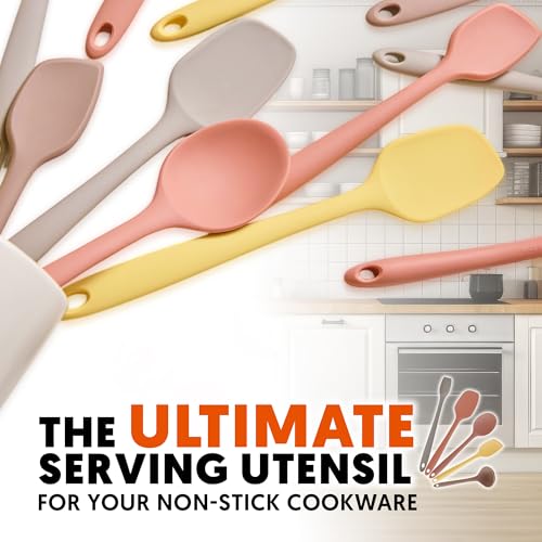 Firgi Platinum Silicone Topping Spatula for Cooking – BPA Free Heat Resistant Cooking Utensils for Non Stick Pans – One-Piece Spoonula for Baking, Mixing & More – Kitchen Scraper 10.7” Yellow - Image 5