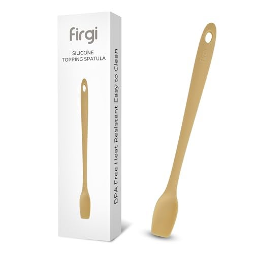 Firgi Platinum Silicone Topping Spatula for Cooking – BPA Free Heat Resistant Cooking Utensils for Non Stick Pans – One-Piece Spoonula for Baking, Mixing & More – Kitchen Scraper 10.7” Yellow - Image 1