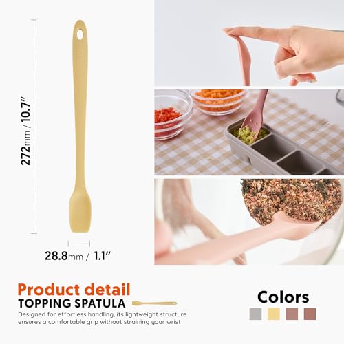 Firgi Platinum Silicone Topping Spatula for Cooking – BPA Free Heat Resistant Cooking Utensils for Non Stick Pans – One-Piece Spoonula for Baking, Mixing & More – Kitchen Scraper 10.7” Yellow - Image 2