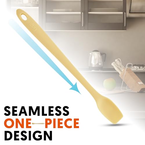 Firgi Platinum Silicone Topping Spatula for Cooking – BPA Free Heat Resistant Cooking Utensils for Non Stick Pans – One-Piece Spoonula for Baking, Mixing & More – Kitchen Scraper 10.7” Yellow - Image 4