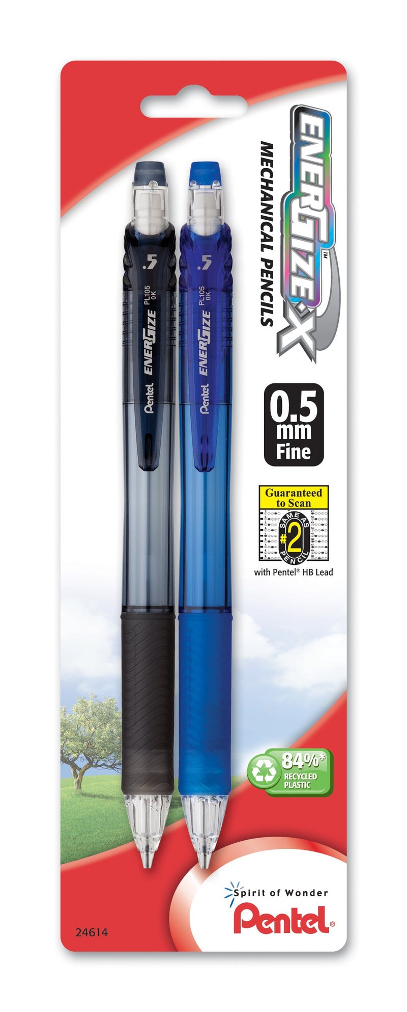 Pentel EnerGize-x Mechanical Pencil, 0.5mm, Assorted Barrel Colors, Pack of 2 (PL105BP2M) - Image 4