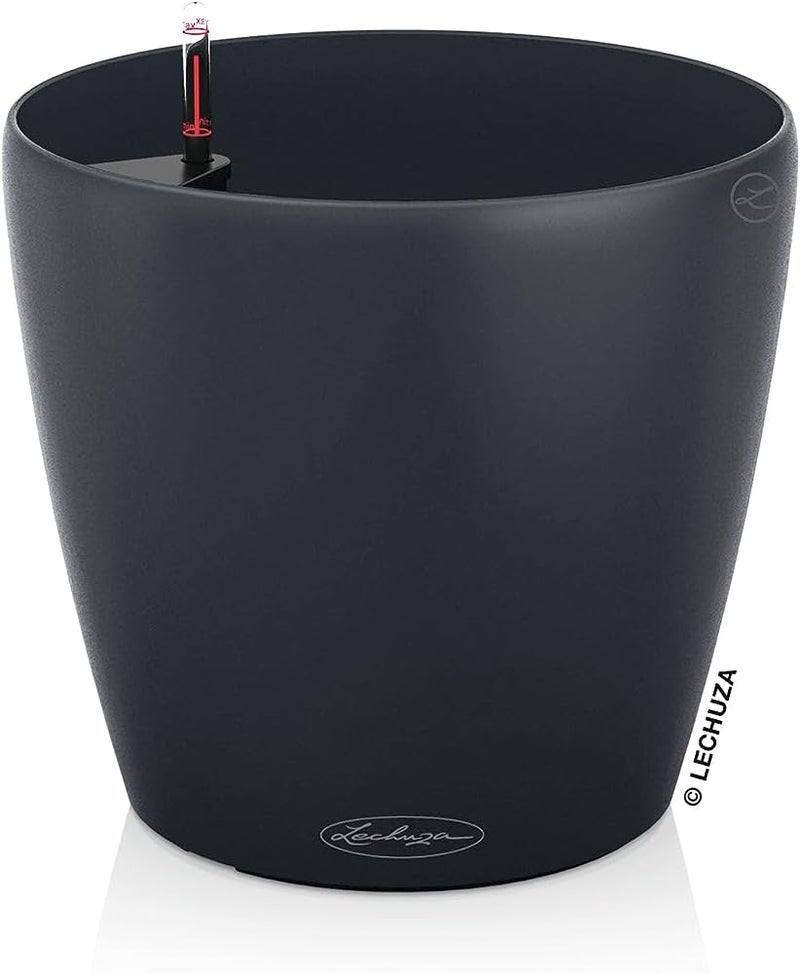 Lechuza 13244 Classico Color 43 Self-Watering Garden Planter for Indoor and Outdoor Use, Slate Matte - Image 1