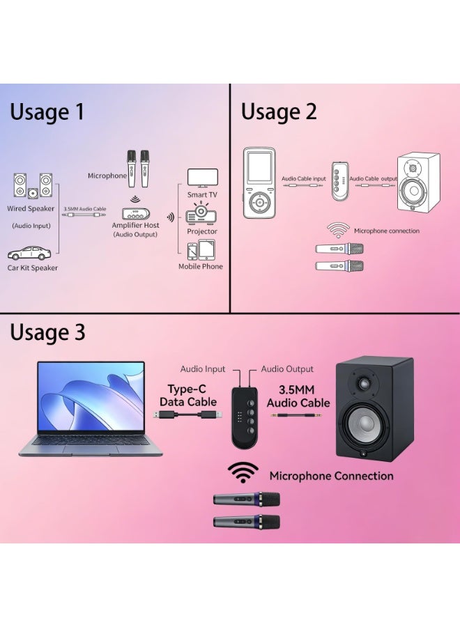 Arabest Dual Handheld Rechargeable Car Karaoke Dynamic Microphones, Volume Control Mic for Singing Speech Home Entertainment - Image 3