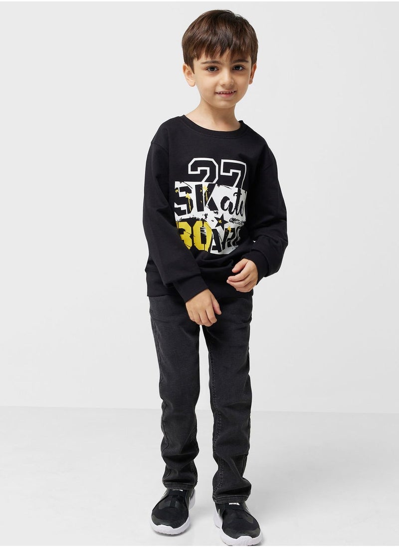 Boys Text Printed Sweashirt