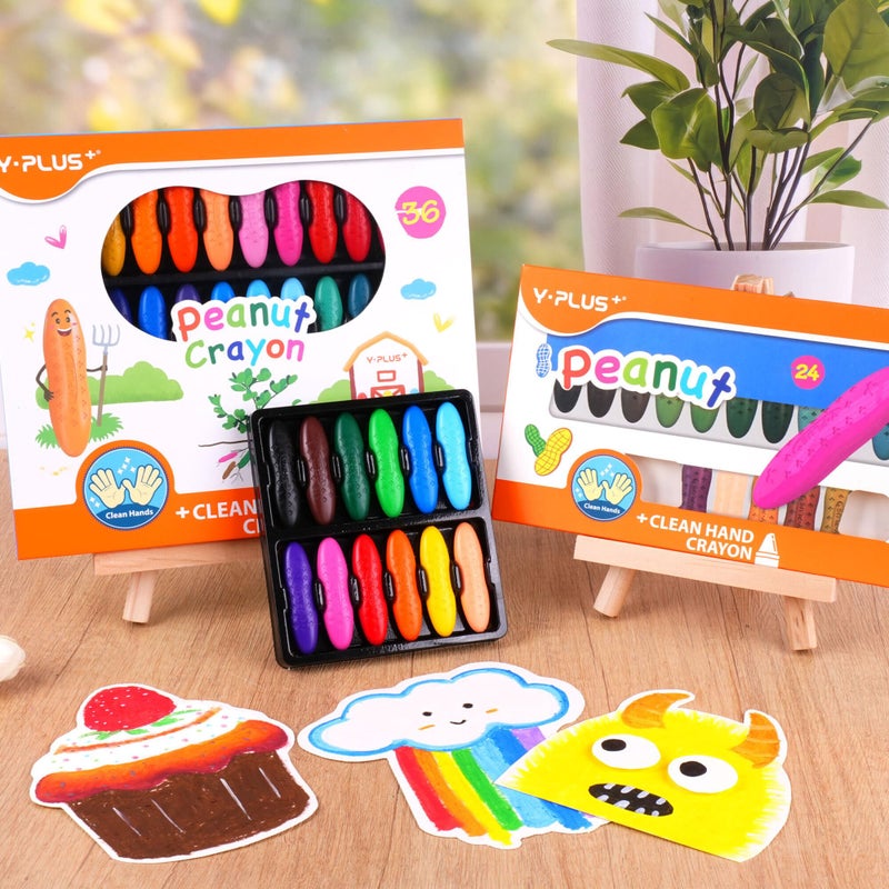 YPLUS Peanut Crayons for Kids, 12 Colors Washable Toddler Crayon, Non-Toxic Baby Crayon for ages 2-4, 1-3, 4-8, Coloring Art Supplies - Image 2