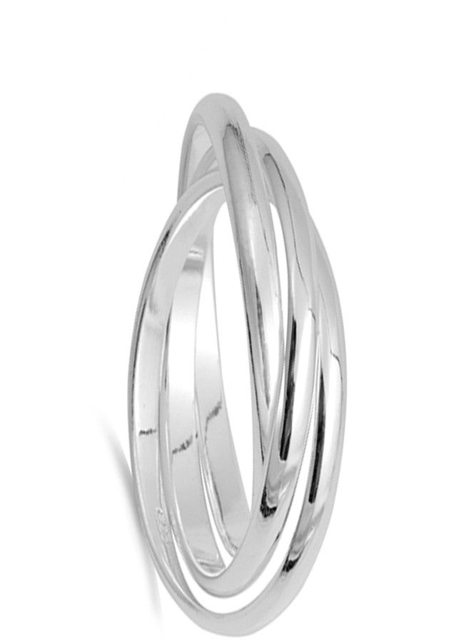 Sac Silver Triple 3mm Rolling Wedding Ring New .925 Sterling Silver Stacked Band Size 9 - Image 2