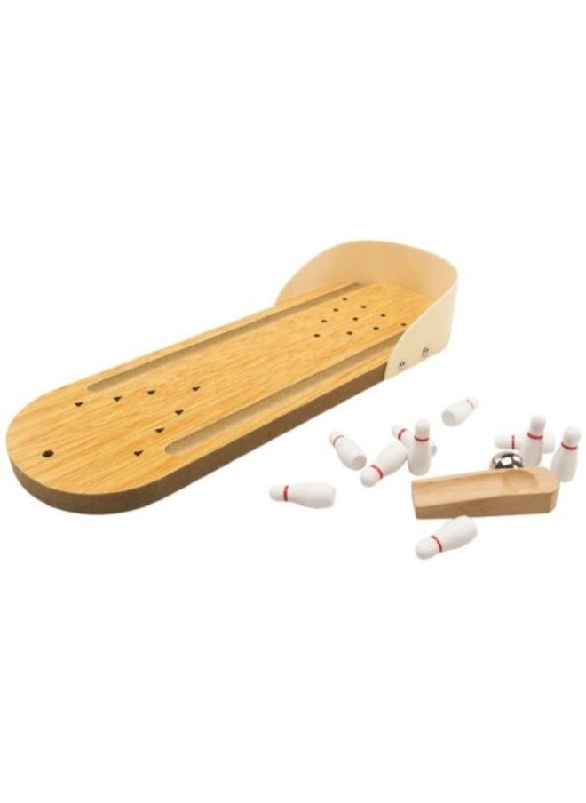 Mini Wooden Compact Desktop Bowling Board Game Playset For Kids, 8+ Years  - Image 2