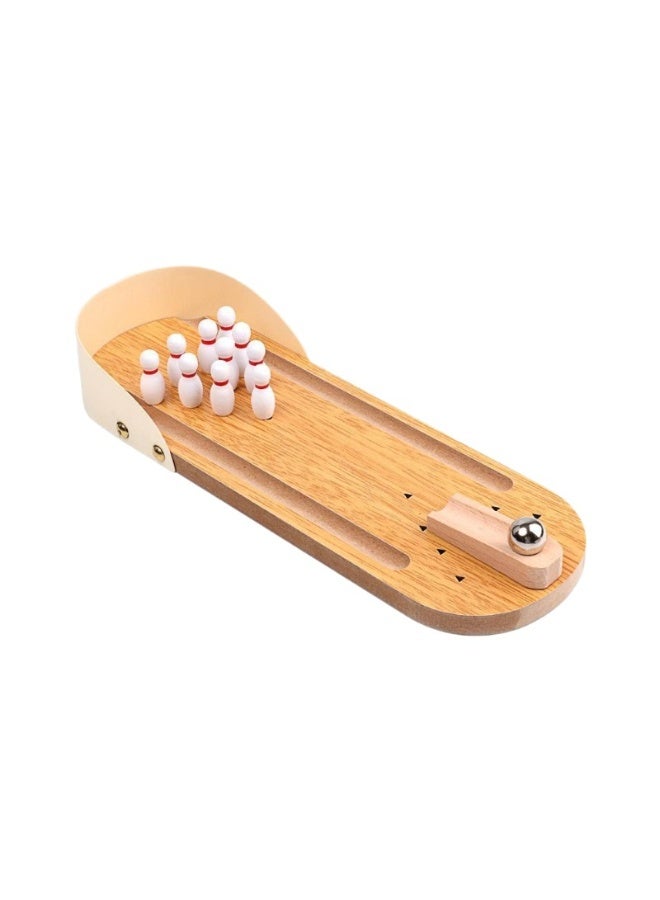 Mini Wooden Compact Desktop Bowling Board Game Playset For Kids, 8+ Years - Image 5