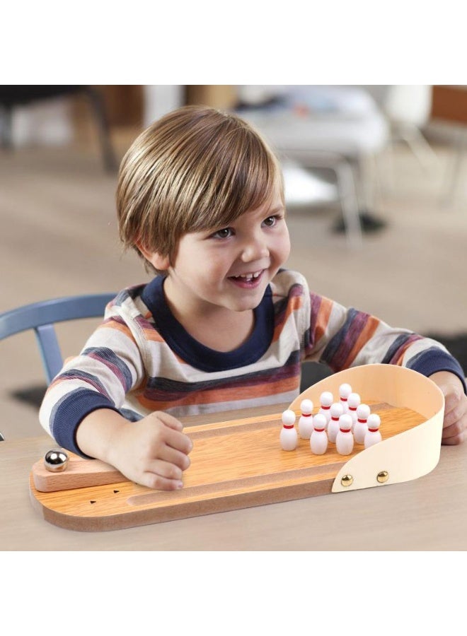 Mini Wooden Compact Desktop Bowling Board Game Playset For Kids, 8+ Years - Image 3