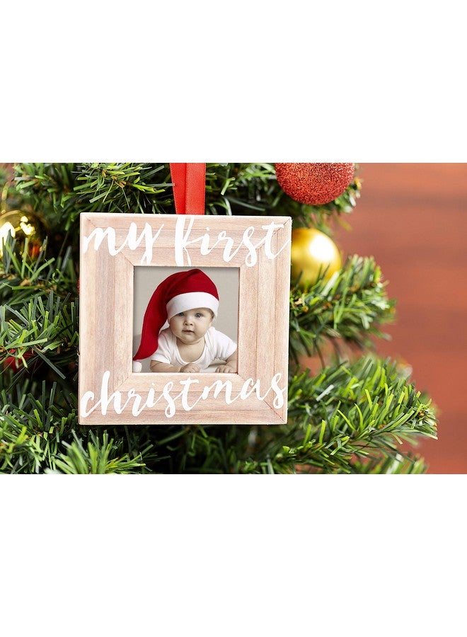 Pearhead Baby’s First Christmas Wooden Picture Frame Ornament, Newborn Milestone Keepsake Photo, Holiday Gift For New and Expecting Parents, Rustic My First Christmas Ornament - Image 2