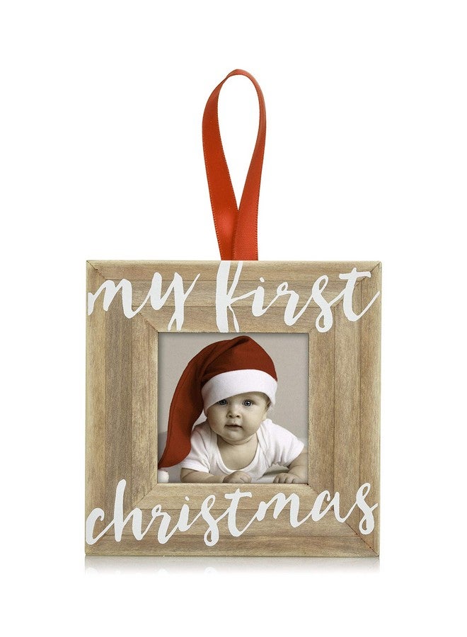 Pearhead Baby’s First Christmas Wooden Picture Frame Ornament, Newborn Milestone Keepsake Photo, Holiday Gift For New and Expecting Parents, Rustic My First Christmas Ornament - Image 4