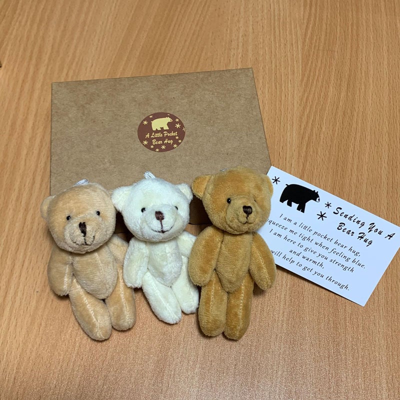 Siluyado A Little Pocket Bear Hug Sending You a Bear Hug with Pocket Hug Token Card Emotional Support Plush Positive Gifts for Graduation Birthday 3pcs - Image 2