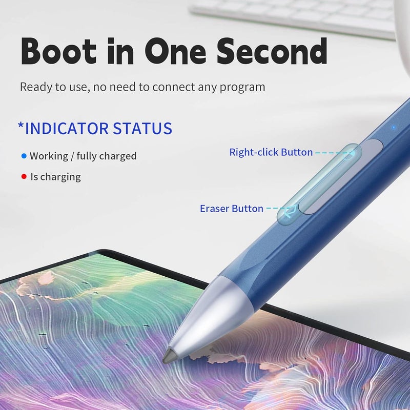 SSSÂ·GRGB Stylus Pen for HP Envy X360 Pavilion X360 Specter X360 Spectre X2 Envy X2 Rechargeable MPP 2.0 Tilt Active Pen with 4096 Pressure Sensitivity, Palm Rejection, Magnetic Attachment Function, Black - Image 4