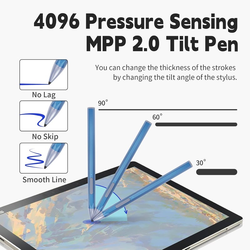 SSSÂ·GRGB Stylus Pen for HP Envy X360 Pavilion X360 Specter X360 Spectre X2 Envy X2 Rechargeable MPP 2.0 Tilt Active Pen with 4096 Pressure Sensitivity, Palm Rejection, Magnetic Attachment Function, Black - Image 2