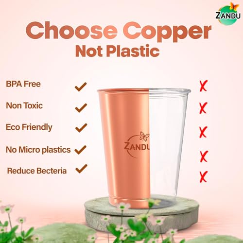 Zandu Copper Tumbler (Pack of 2, 300ml Each): Ayurveda Inspired, 100% Pure Copper, Supports Digestive & Liver Health, Boosts Immunity, Eco-Friendly - Image 3