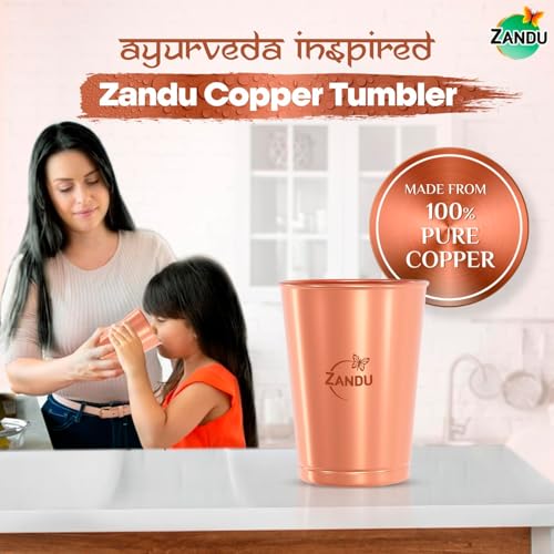 Zandu Copper Tumbler (Pack of 2, 300ml Each): Ayurveda Inspired, 100% Pure Copper, Supports Digestive & Liver Health, Boosts Immunity, Eco-Friendly - Image 4