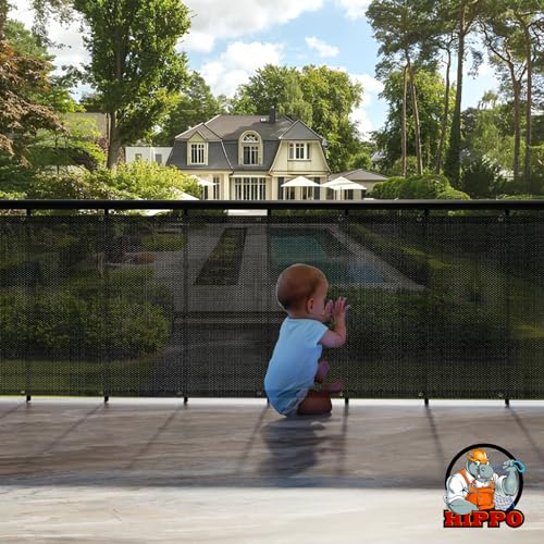 HIPPO Baby Safety Net for Balcony Child Protection Stairway Safety Net Railing Guard for Kids Staircase Protector with Tie-Cords Breathable Fabric Indoor Outdoor Use (1MTX5MT, Black) - Image 2