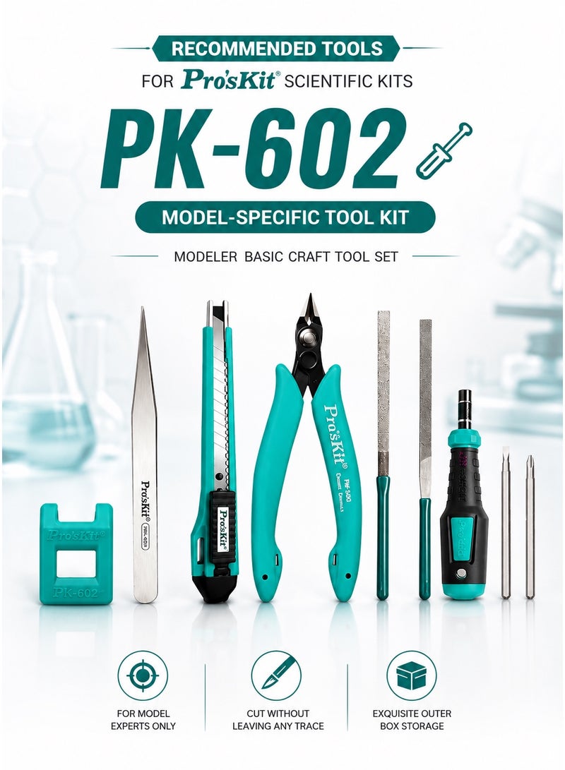 Pro'skit Pro’sKit PK-602 Modeler basic craft tool set Advanced model kit Ultra clean cut Storage box  (10Pcs) - Image 1