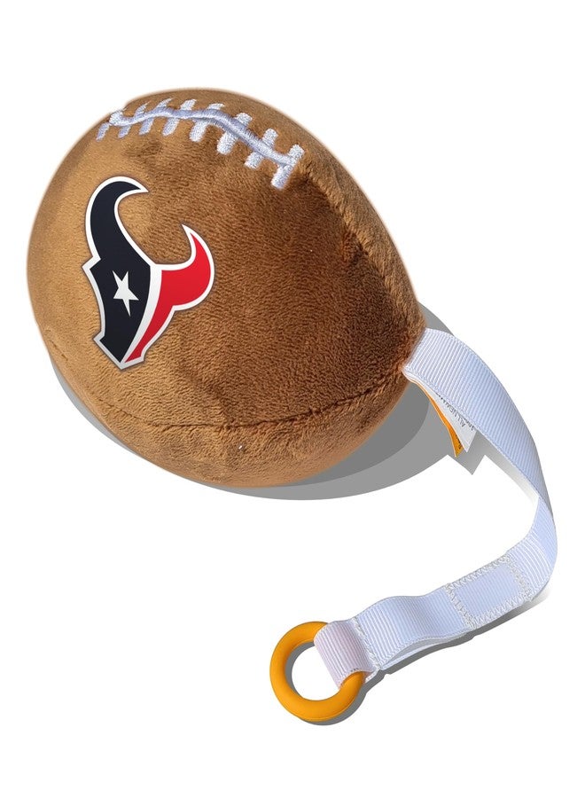Smilo Houston Texans Plush Football Pacifier Holder by Smilo - Officially Licensed NFL Soother Holder - Soft Plush Toy and Dummy Holder - Fits Any Pacifier - Stroller Accessory & Newborn Essential - Image 1