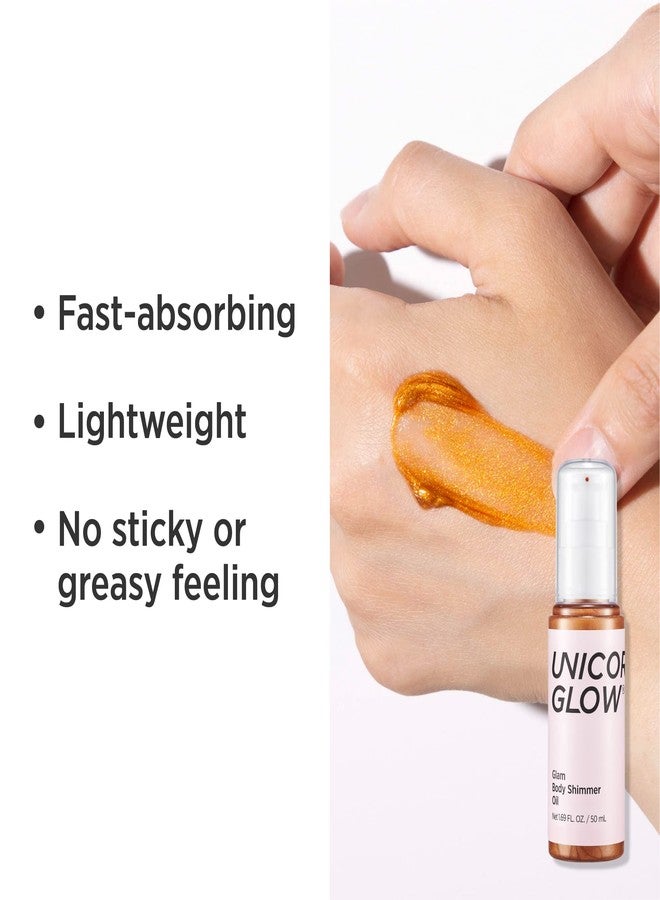 UNICORN GLOW 𝗨𝗡𝗜𝗖𝗢𝗥𝗡 𝗚𝗟𝗢𝗪 GLAM BODY SHIMMER OIL 01 BILLION - Image 5