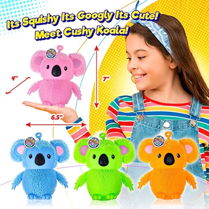 Ja-Ru Koala Bear Pets Stretchy Squishy Fidget Toy (1 Koala Assorted) Stress Relief Bedtime Buddies, with Hair Tentacles Like Noodles. Party Favor for Kids & Adults.6710-1s - Image 5
