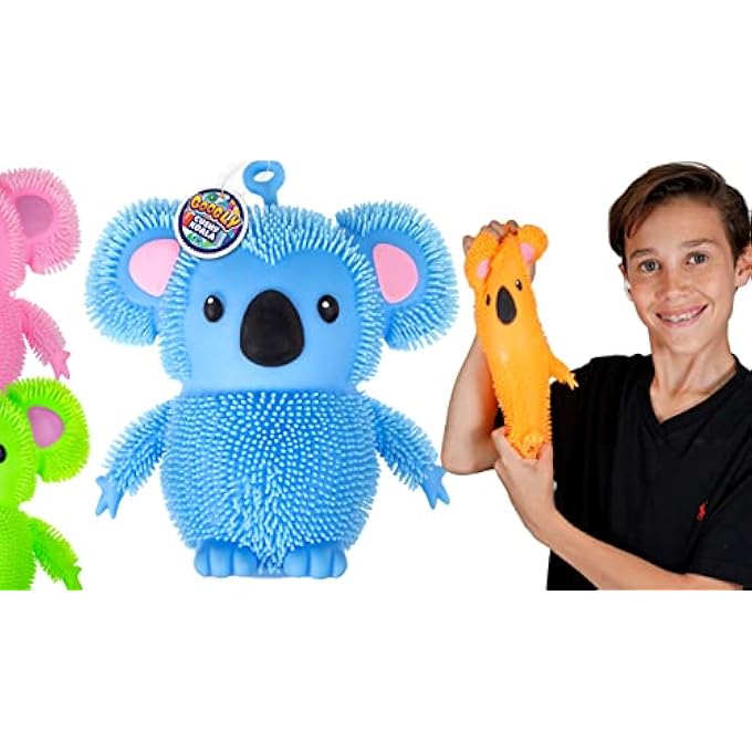 Ja-Ru Koala Bear Pets Stretchy Squishy Fidget Toy (1 Koala Assorted) Stress Relief Bedtime Buddies, with Hair Tentacles Like Noodles. Party Favor for Kids & Adults.6710-1s - Image 1