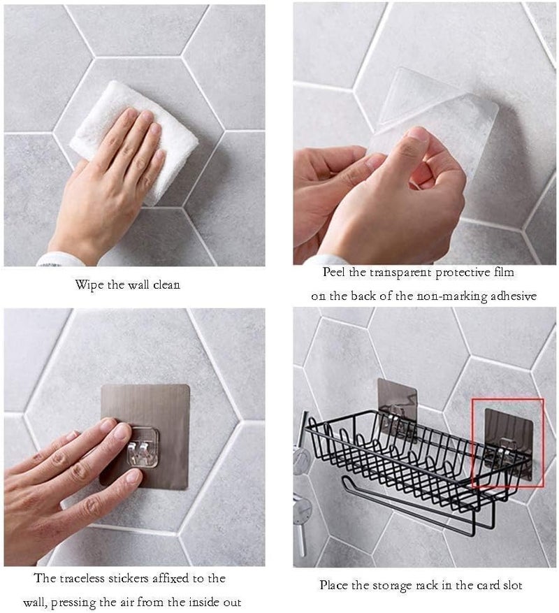 SEMITO Stainless Steel Wall Mounted Hanging Self Adhesive Storage with Towel and Tissue Rack Holder Organizer for Your Home, Kitchen, Bathroom and Wardrobe, Shower Caddy for Bathroom and Kitchen - Image 4