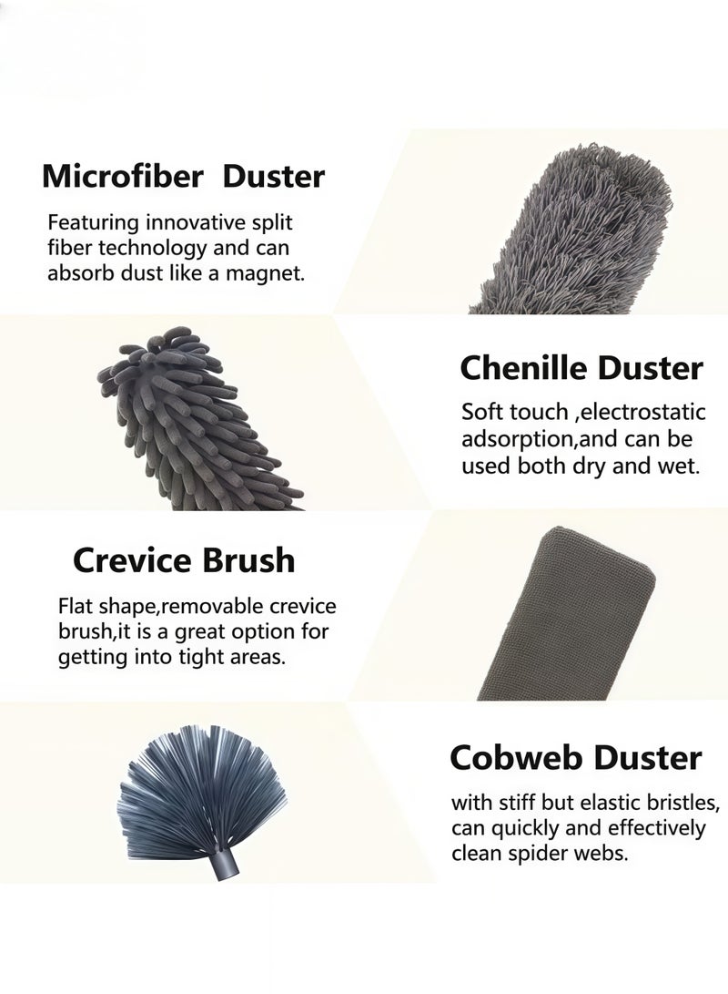 XiuWoo Dusters for Cleaning, Feather Duster Set(6 PCS),Microfiber Duster Kit  - Washable Dusters with Extension Pole (30 to 100 in), Bendable, and Washable for Ceilings, Cleaning Ceilings, Fans,Chandeliers, and Furniture - Image 5