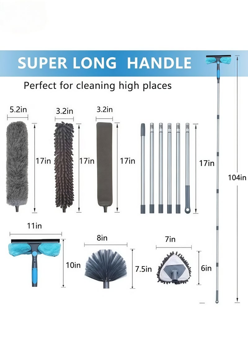 XiuWoo Dusters for Cleaning, Feather Duster Set(6 PCS),Microfiber Duster Kit  - Washable Dusters with Extension Pole (30 to 100 in), Bendable, and Washable for Ceilings, Cleaning Ceilings, Fans,Chandeliers, and Furniture - Image 2
