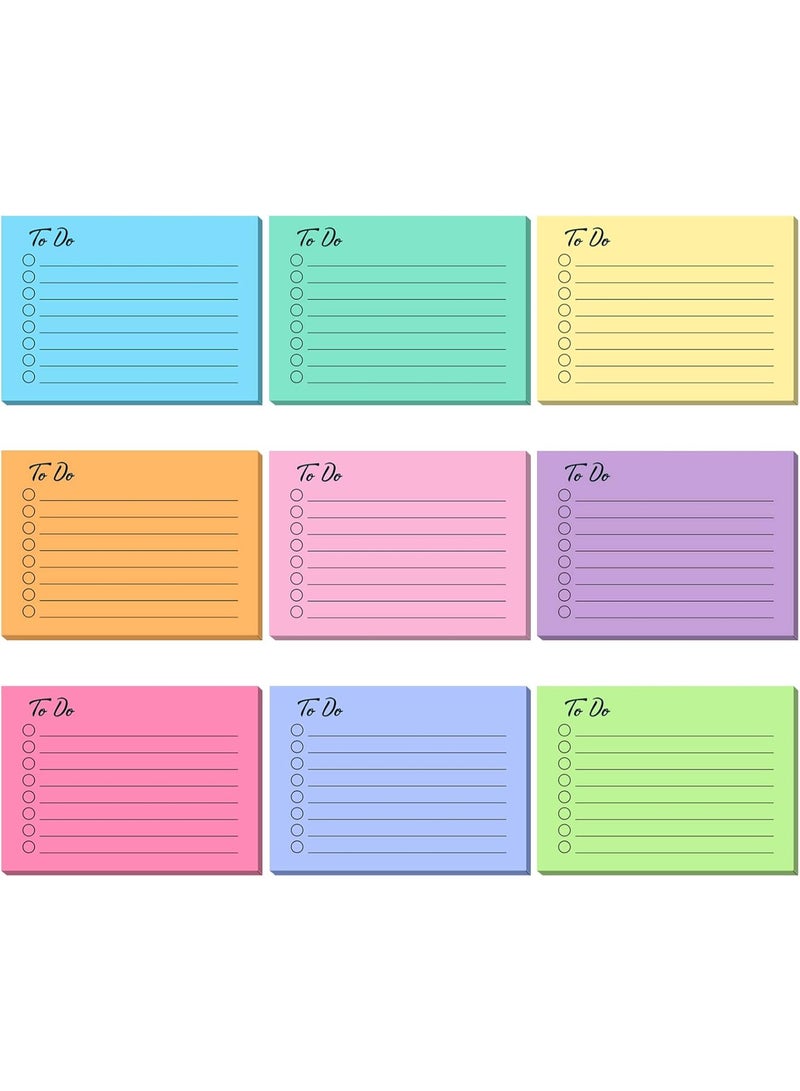 9 Pcs to Do List Sticky Note 3x4 Inch Self Stick Pads with Line Colored Planner Sticky Note Adhesive Memo for Office, Meeting, School, Study, Home Reminder (Simple Colors) - Image 1