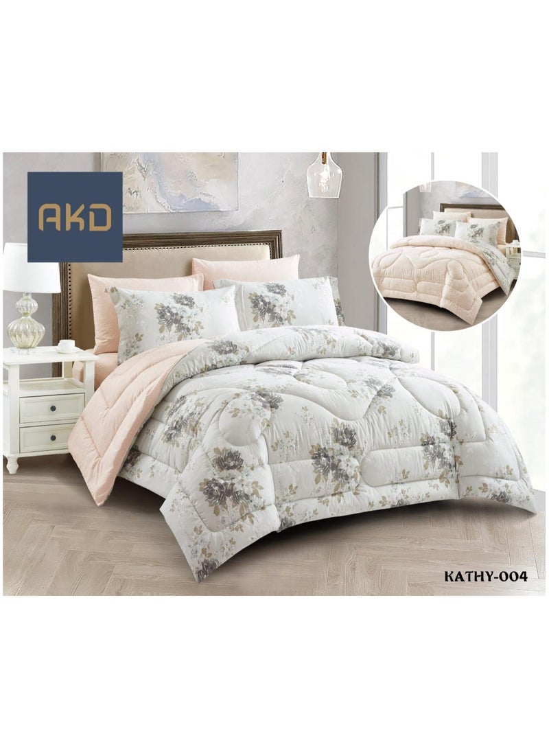 King size bed sheet set, comfortable and soft microfiber material, 6 pieces, double bed sheet, quilt size 220 x 240 cm