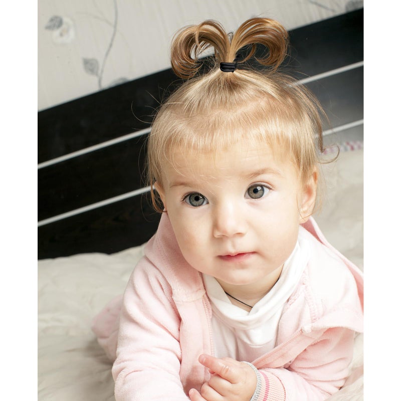 WillingTee 200Pcs Small Hair Ties No Crease Baby Hair Ties Elastic Hair Ponytail Holder Hair Accessories For Baby Girls Infants Toddlers Kids Black - Image 4