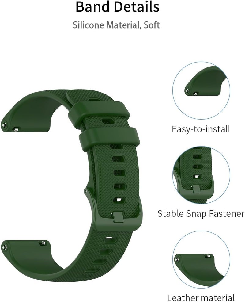 WUNIAK Smart Watch Band 22mm, Soft Silicone Sport Replacement Strap, Waterproof Lightweight Wristband for Men & Women.(Black+Green,2 Pack) - Image 3