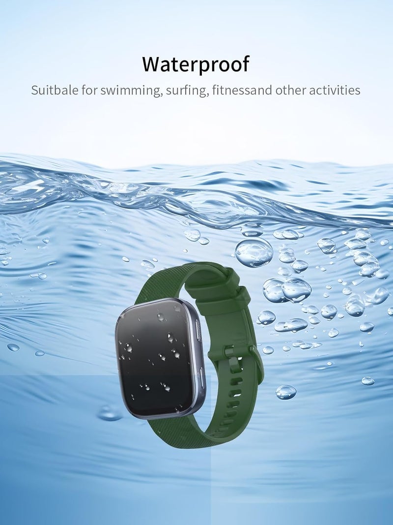 WUNIAK Smart Watch Band 22mm, Soft Silicone Sport Replacement Strap, Waterproof Lightweight Wristband for Men & Women.(Black+Green,2 Pack) - Image 4