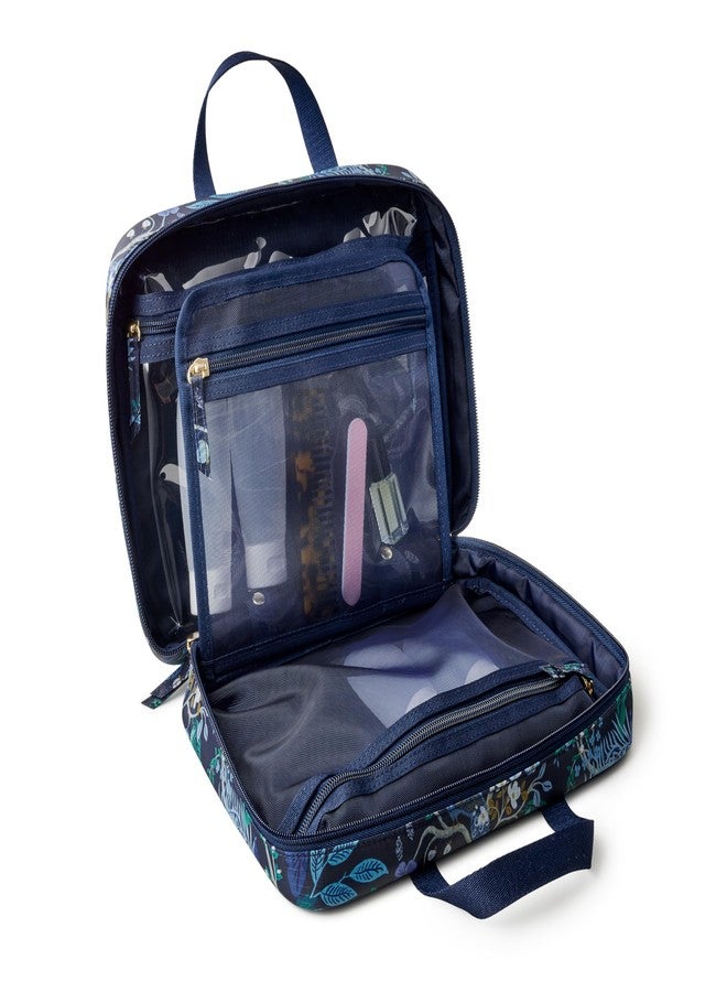 رايفل بيبر كو. حقيبة أدوات تجميل للسفر من رايفل بيبر كو. | حقيبة تنظيم مكياج متعددة الجيوب، إغلاق بسحاب، جيب شفاف قابل للإزالة، تصميم مسطح | بنقشة طاووس - Image 4